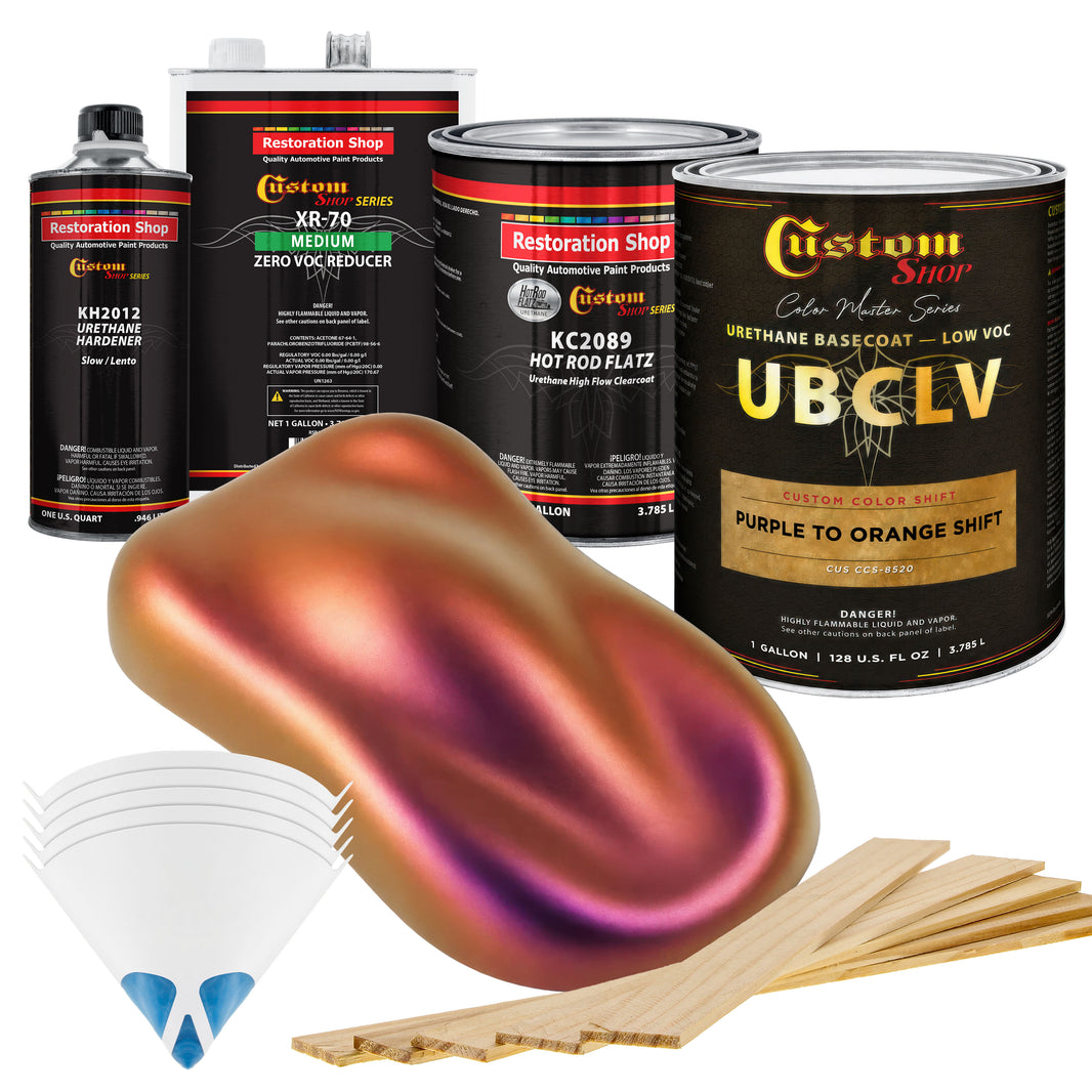 CCS Custom Color Shift Automotive Paint - Purple to Orange Shifting Effect - Gallon Matte Kit