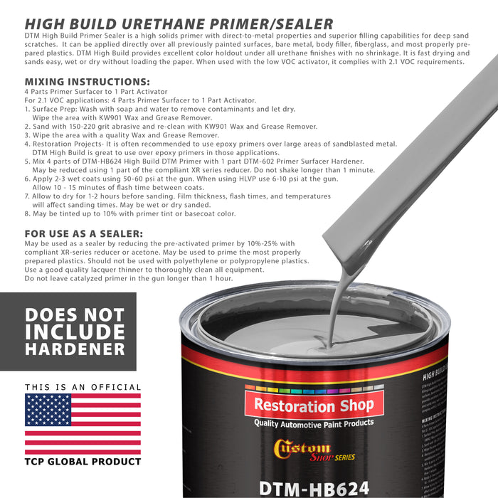 Gray DTM High Build Urethane Primer Surfacer (Direct to Metal) 2.1 VOC, Quart Only