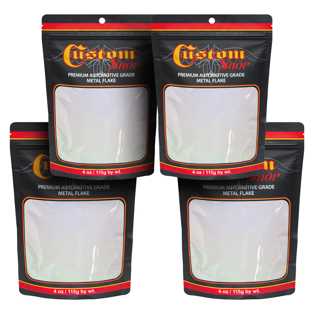 Silver to Rainbow- 4 ounces of Holographic Micro Metal Flake .004" 100 Micron Size - Premium Automotive Grade Flake, UV, Fade & Solvent Resistant