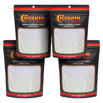 Silver to Rainbow- 4 ounces of Holographic Micro Metal Flake .004" 100 Micron Size - Premium Automotive Grade Flake, UV, Fade & Solvent Resistant