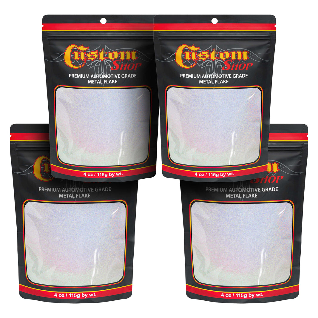 Silver to Rainbow- 4 ounces of Holographic Medium Metal Flake .008" 200 Micron Size - Premium Automotive Grade Flake, UV, Fade & Solvent Resistant