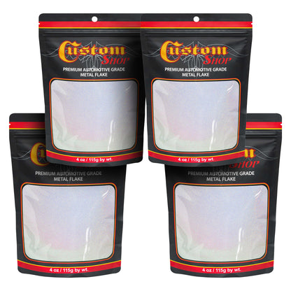 Silver to Rainbow- 4 ounces of Holographic Medium Metal Flake .008" 200 Micron Size - Premium Automotive Grade Flake, UV, Fade & Solvent Resistant