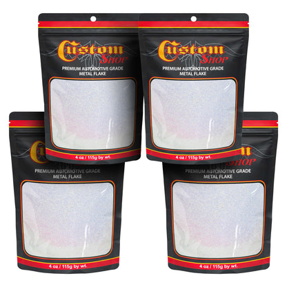 Silver to Rainbow- 4 ounces of Holographic Standard Metal Flake .015" 375 Micron Size - Premium Automotive Grade Flake, UV, Fade Solvent Resistant