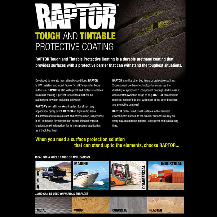 Raptor 1 Gallon Kit - Black Urethane Spray-On Truck Bed Liner Kit with Custom Coat Spray Gun with Regulator