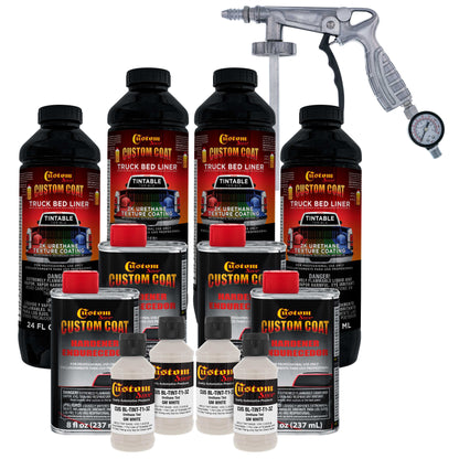 GM White 1 Gallon Urethane Spray-On Truck Bed Liner Kit with Spray Gun and Regulator - Easy Mixing, Shake, Shoot - Durable Textured Protective Coating