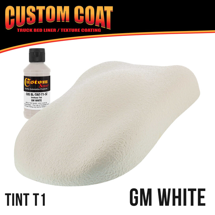 GM White 1 Gallon Urethane Roll-On, Brush-On or Spray-On Truck Bed Liner Kit with Roller & Brush Applicator Kit - Mix, Shake, Shoot - Textured Coating