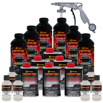 GM White 1.5 Gallon (6 Quart) Urethane Spray-On Truck Bed Liner Kit with Spray Gun and Regulator - Mix, Shake & Shoot - Textured Protective Coating