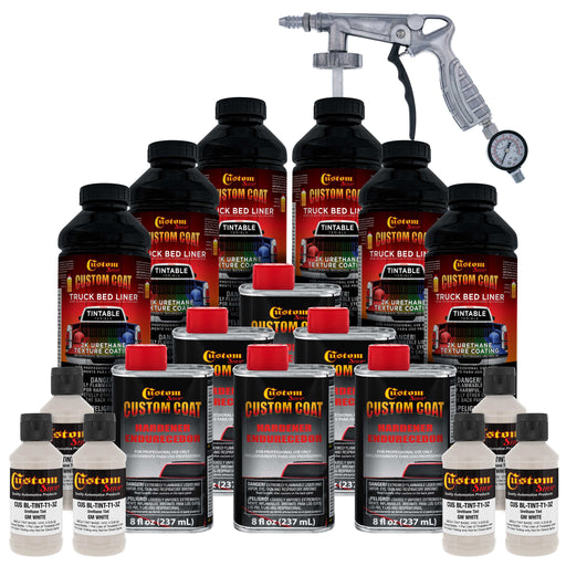 GM White 1.5 Gallon (6 Quart) Urethane Spray-On Truck Bed Liner Kit with Spray Gun and Regulator - Mix, Shake & Shoot - Textured Protective Coating