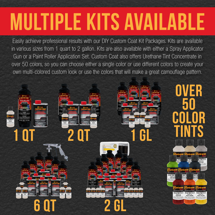 GM White 1.5 Gallon (6 Quart) Urethane Roll-On, Brush-On, Spray-On Truck Bed Liner Kit with Roller, Brush Applicator Kit - Textured Protective Coating