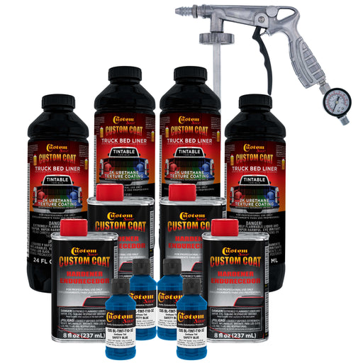 Safety Blue 1 Gallon Urethane Spray-On Truck Bed Liner Kit with Spray Gun and Regulator - Mix, Shake & Shoot - Durable Textured Protective Coating