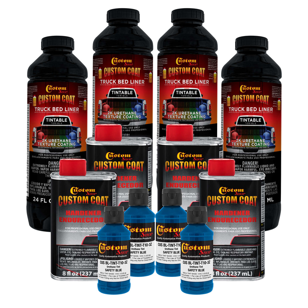 Safety Blue 1 Gallon Urethane Spray-On Truck Bed Liner Kit -Easy Mixing, Just Shake, Shoot - Professional Durable Textured Protective Coating