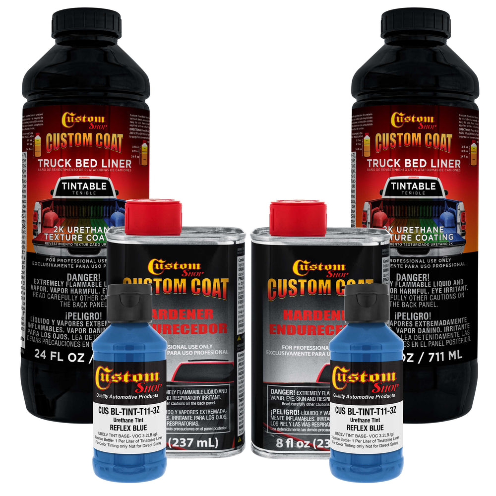 Reflex Blue 2 Quart (1/8 Quart) Urethane Spray-On Truck Bed Liner Kit - Easily Mix, Shake & Shoot - Durable Textured Protective Coating