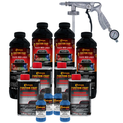 Reflex Blue 1 Gallon Urethane Spray-On Truck Bed Liner Kit with Spray Gun and Regulator - Mix, Shake & Shoot - Durable Textured Protective Coating