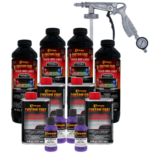 Bright Purple 1 Gallon Urethane Spray-On Truck Bed Liner Kit with Spray Gun and Regulator - Mix, Shake & Shoot - Durable Textured Protective Coating