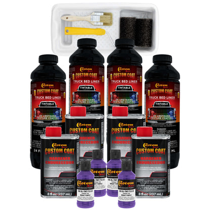 Bright Purple 1 Gallon Urethane Roll-On, Brush-On or Spray-On Truck Bed Liner Kit with Roller and Brush Applicator Kit - Textured Protective Coating