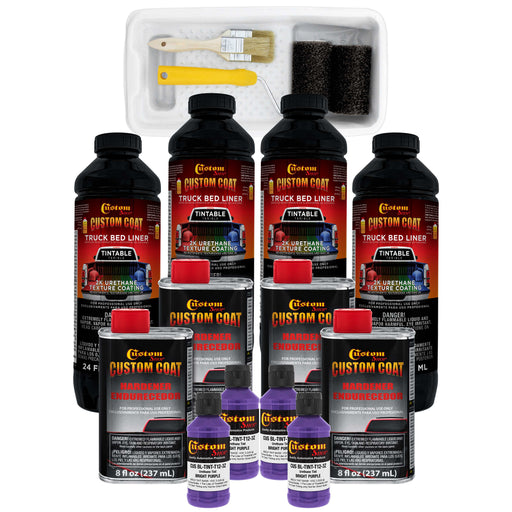 Bright Purple 1 Gallon Urethane Roll-On, Brush-On or Spray-On Truck Bed Liner Kit with Roller and Brush Applicator Kit - Textured Protective Coating