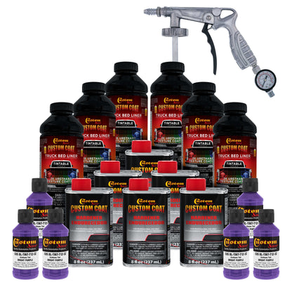 Bright Purple 1.5 Gallon (6 Quart) Urethane Spray-On Truck Bed Liner Kit with Spray Gun & Regulator - Mix, Shake & Shoot - Textured Protective Coating