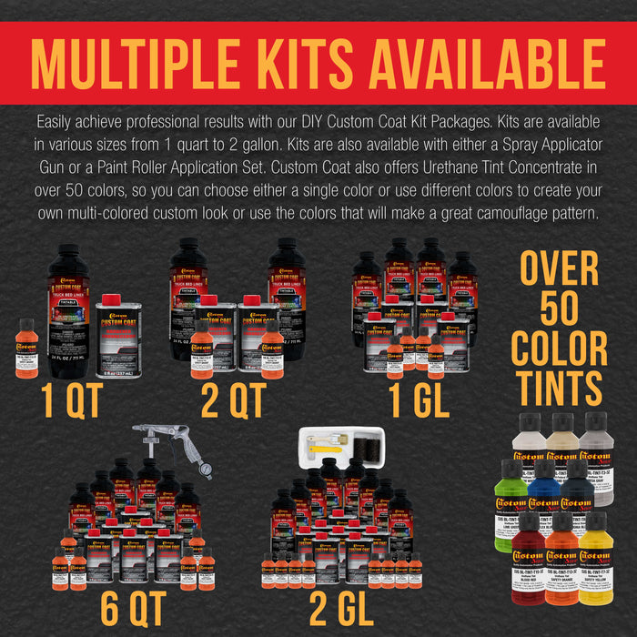 Safety Orange 2 Quart (1/8 Quart) Urethane Spray-On Truck Bed Liner Kit - Easily Mix, Shake & Shoot - Durable Textured Protective Coating