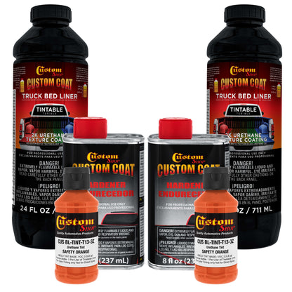 Safety Orange 2 Quart (1/8 Quart) Urethane Spray-On Truck Bed Liner Kit - Easily Mix, Shake & Shoot - Durable Textured Protective Coating
