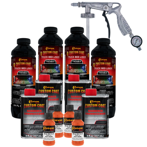 Safety Orange 1 Gallon Urethane Spray-On Truck Bed Liner Kit with Spray Gun and Regulator - Mix, Shake & Shoot - Durable Textured Protective Coating