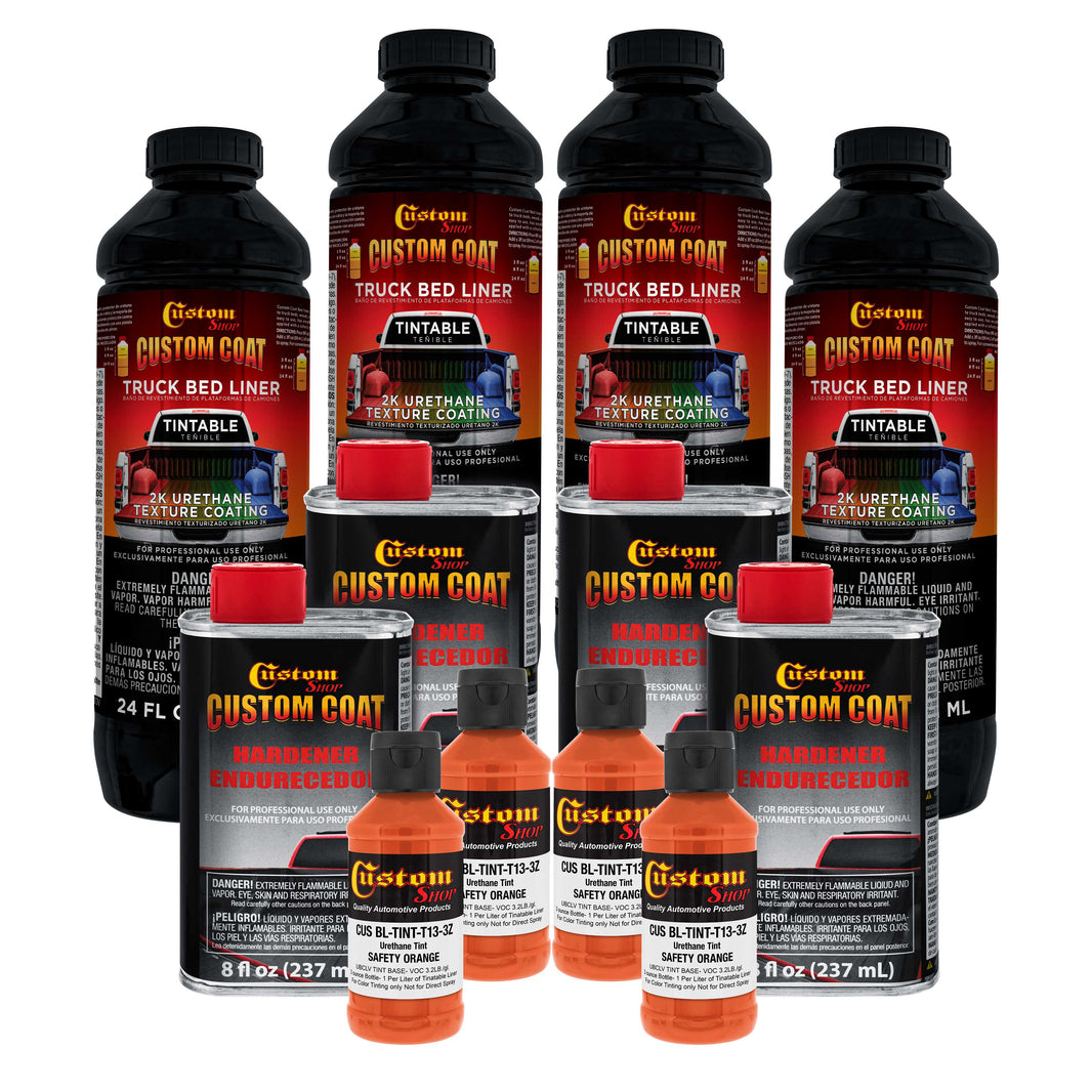 Safety Orange 1 Gallon Urethane Spray-On Truck Bed Liner Kit -Easy Mixing, Just Shake, Shoot - Professional Durable Textured Protective Coating