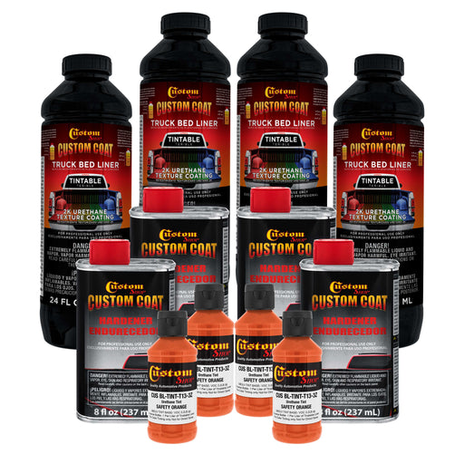Safety Orange 1 Gallon Urethane Spray-On Truck Bed Liner Kit -Easy Mixing, Just Shake, Shoot - Professional Durable Textured Protective Coating