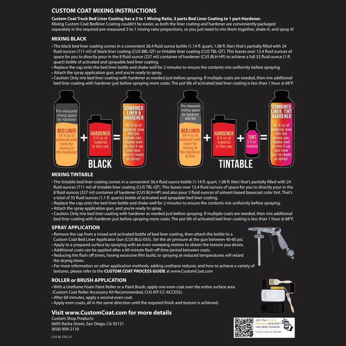 Safety Orange 1.5 Gallon (6 Quart) Urethane Spray-On Truck Bed Liner Kit with Spray Gun & Regulator - Mix, Shake & Shoot - Textured Protective Coating
