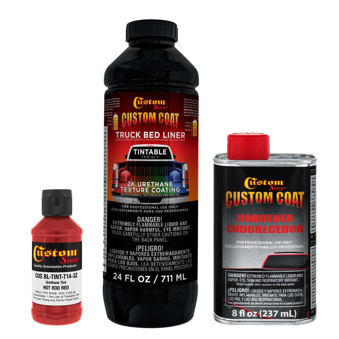 Hot Rod Red 1 Quart Urethane Spray-On Truck Bed Liner Kit - Easily Mix, Shake & Shoot - Professional Durable Textured Protective Coating