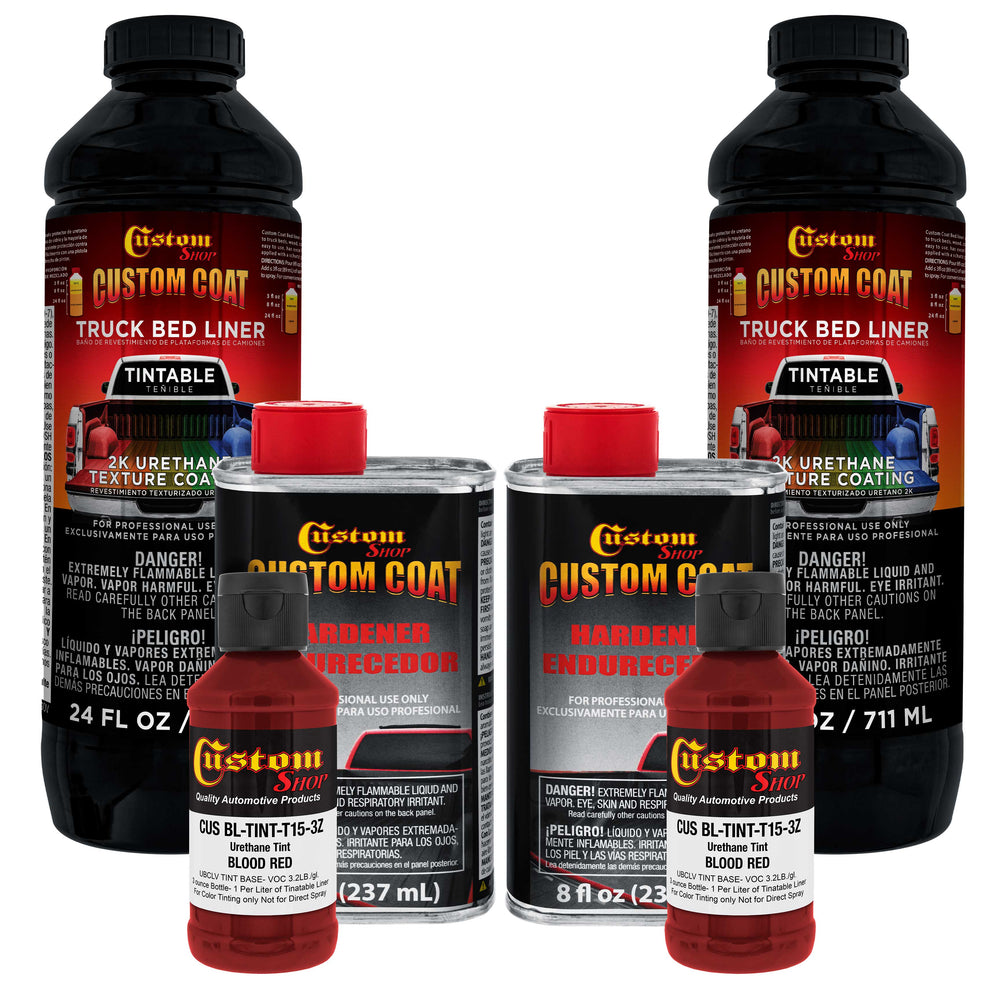 Blood Red 2 Quart (1/8 Quart) Urethane Spray-On Truck Bed Liner Kit - Easily Mix, Shake & Shoot - Durable Textured Protective Coating