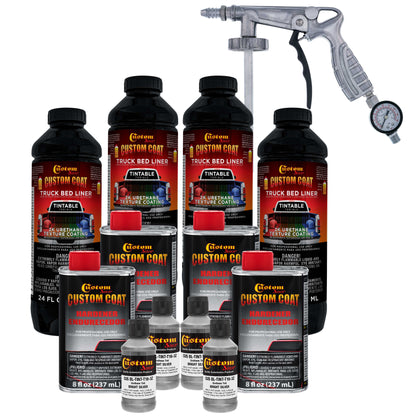 Bright Silver 1 Gallon Urethane Spray-On Truck Bed Liner Kit with Spray Gun and Regulator - Mix, Shake & Shoot - Durable Textured Protective Coating