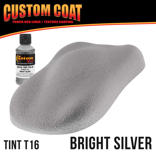 Bright Silver 1 Gallon Urethane Roll-On, Brush-On or Spray-On Truck Bed Liner Kit with Roller and Brush Applicator Kit - Textured Protective Coating
