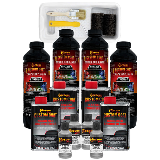 Bright Silver 1 Gallon Urethane Roll-On, Brush-On or Spray-On Truck Bed Liner Kit with Roller and Brush Applicator Kit - Textured Protective Coating