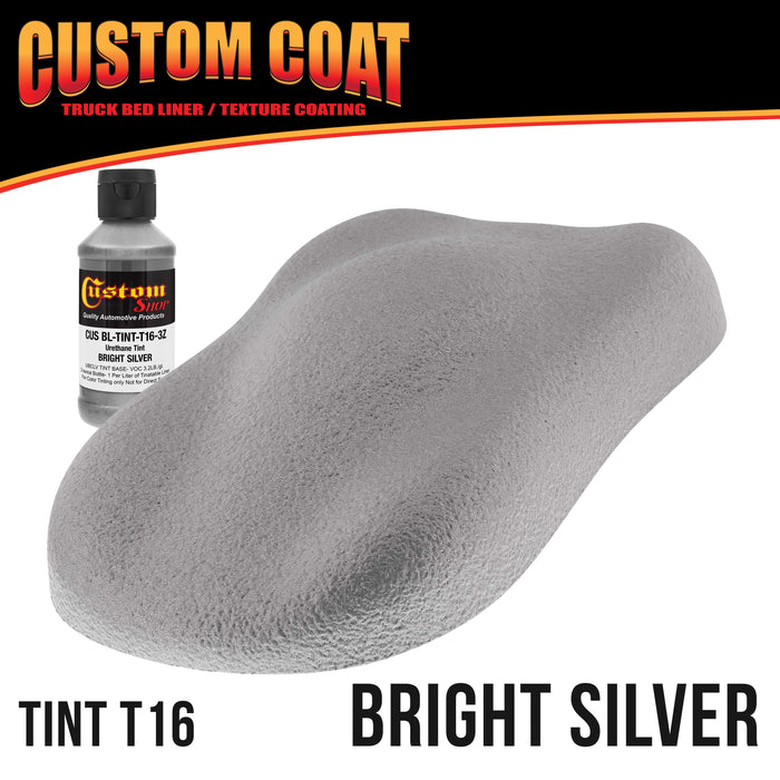 Bright Silver 1.5 Gallon (6 Quart) Urethane Roll-On, Brush-On or Spray-On Truck Bed Liner Kit with Roller and Brush Applicator Kit - Textured Coating