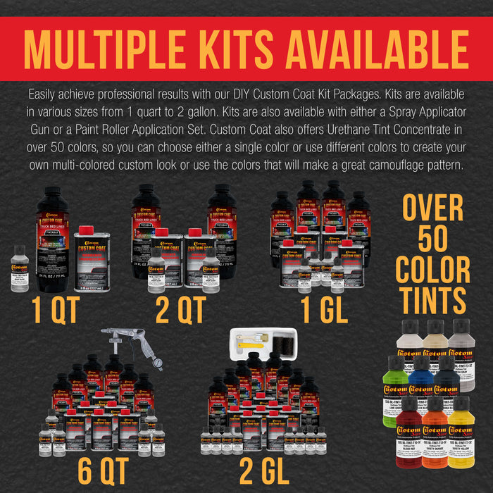 Bright Silver 2 Gallon Urethane Roll-On, Brush-On or Spray-On Truck Bed Liner Kit with Roller and Brush Applicator Kit - Textured Protective Coating