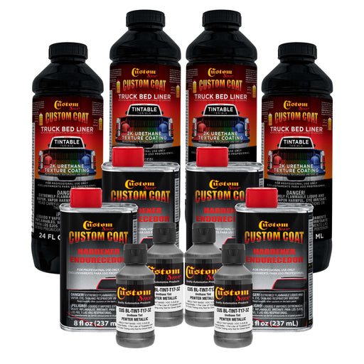 Pewter Metallic 1 Gallon Urethane Spray-On Truck Bed Liner Kit -Easy Mixing, Just Shake, Shoot - Professional Durable Textured Protective Coating