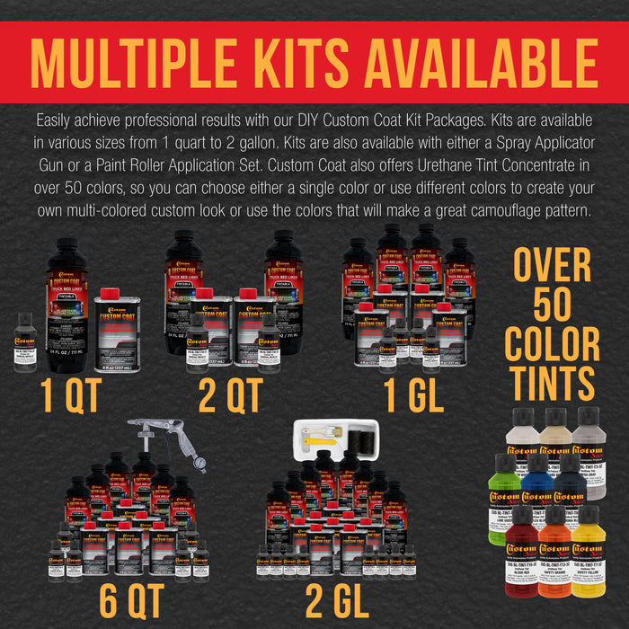 Charcoal Metallic 2 Quart (1/8 Quart) Urethane Spray-On Truck Bed Liner Kit - Easily Mix, Shake & Shoot - Durable Textured Protective Coating