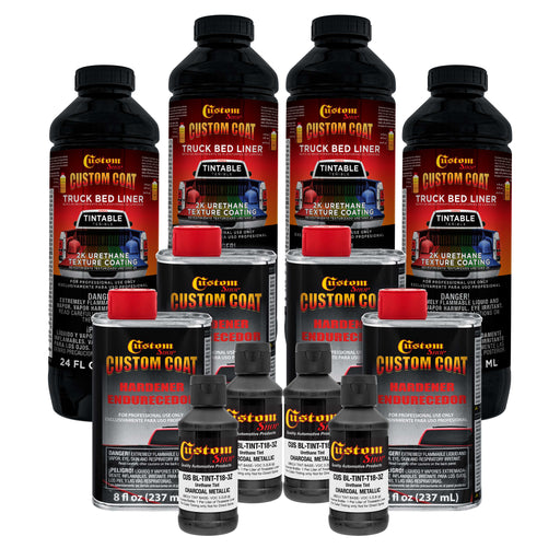 Charcoal Metallic 1 Gallon Urethane Spray-On Truck Bed Liner Kit -Easy Mixing, Just Shake, Shoot - Professional Durable Textured Protective Coating