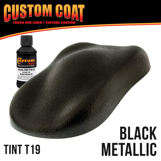 Black Metallic 1 Gallon Urethane Roll-On, Brush-On or Spray-On Truck Bed Liner Kit with Roller and Brush Applicator Kit - Textured Protective Coating