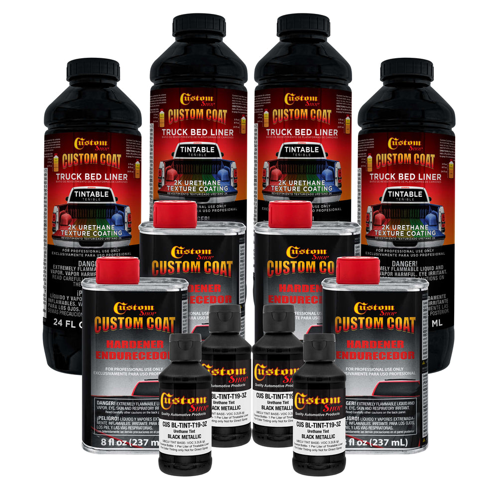 Black Metallic 1 Gallon Urethane Spray-On Truck Bed Liner Kit -Easy Mixing, Just Shake, Shoot - Professional Durable Textured Protective Coating