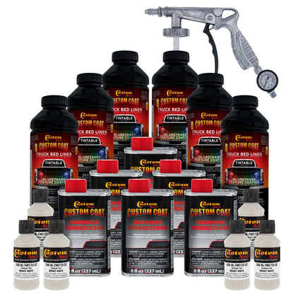 Bright White 1.5 Gallon (6 Quart) Urethane Spray-On Truck Bed Liner Kit with Spray Gun & Regulator - Mix, Shake & Shoot - Textured Protective Coating