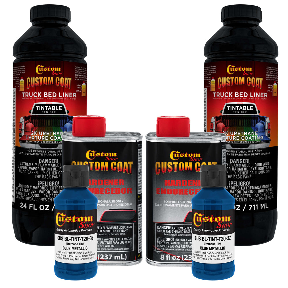 Custom Coat Blue Metallic 1 Liter Urethane Spray-On Truck Bed Liner Kit