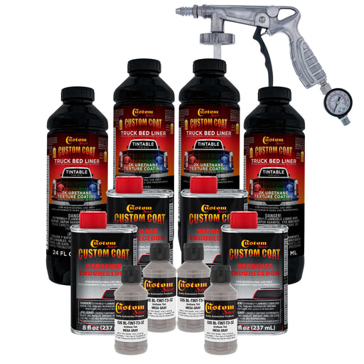 Mesa Gray 1 Gallon Urethane Spray-On Truck Bed Liner Kit with Spray Gun and Regulator - Mix, Shake & Shoot - Durable Textured Protective Coating