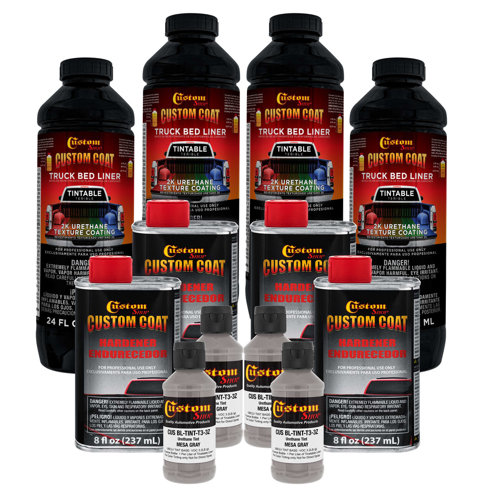 Mesa Gray 1 Gallon Urethane Spray-On Truck Bed Liner Kit -Easy Mixing, Just Shake, Shoot - Professional Durable Textured Protective Coating