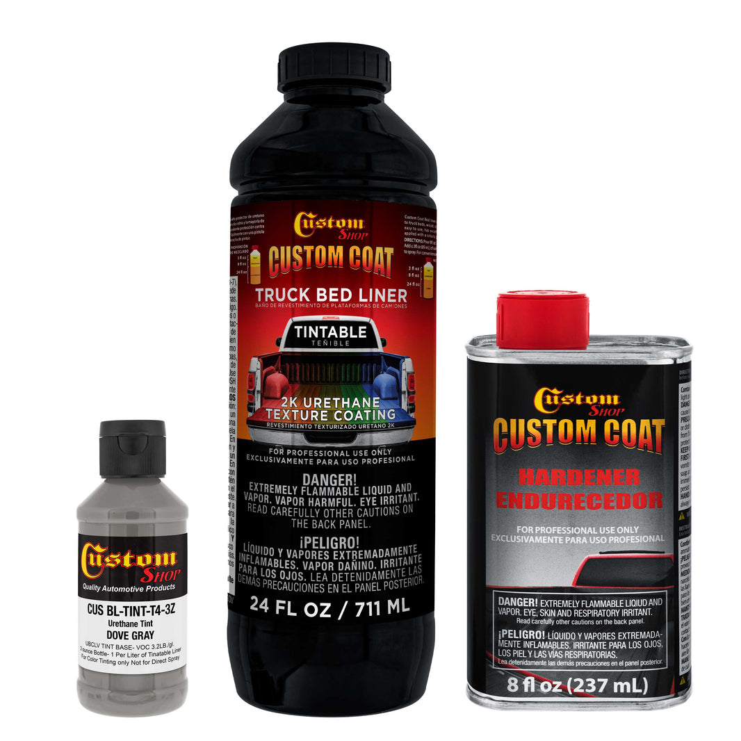 Dove Gray 1 Quart Urethane Spray-On Truck Bed Liner Kit - Easily Mix, Shake & Shoot - Professional Durable Textured Protective Coating