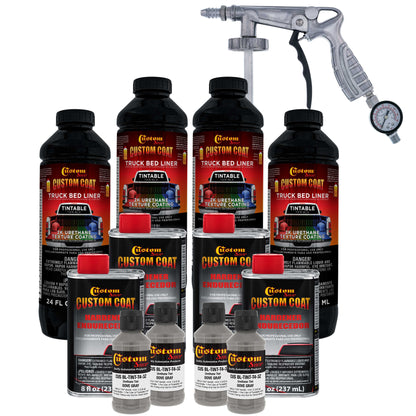 Dove Gray 1 Gallon Urethane Spray-On Truck Bed Liner Kit with Spray Gun and Regulator - Mix, Shake & Shoot - Durable Textured Protective Coating