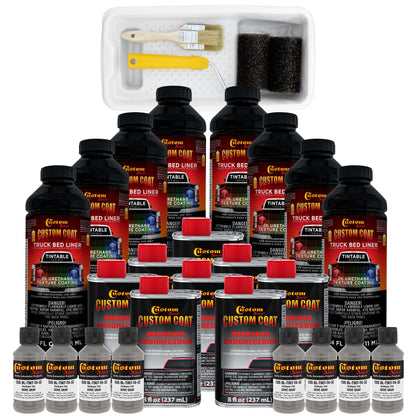 Dove Gray 2 Gallon Urethane Roll-On, Brush-On or Spray-On Truck Bed Liner Kit with Roller and Brush Applicator Kit - Textured Protective Coating