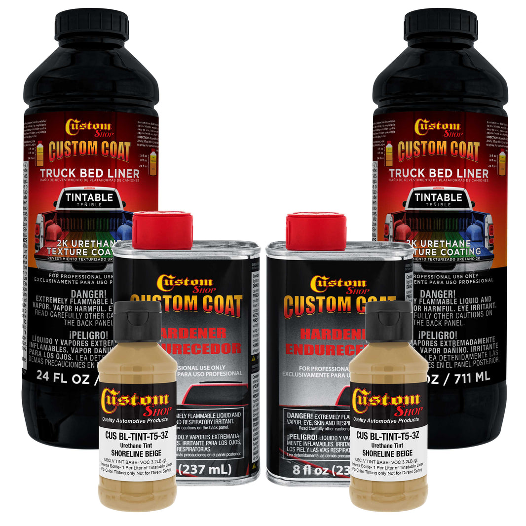 Shoreline Beige 2 Quart (1/8 Quart) Urethane Spray-On Truck Bed Liner Kit - Easily Mix, Shake & Shoot - Durable Textured Protective Coating