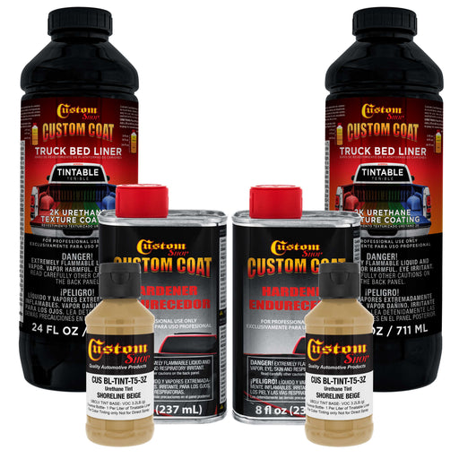 Shoreline Beige 2 Quart (1/8 Quart) Urethane Spray-On Truck Bed Liner Kit - Easily Mix, Shake & Shoot - Durable Textured Protective Coating