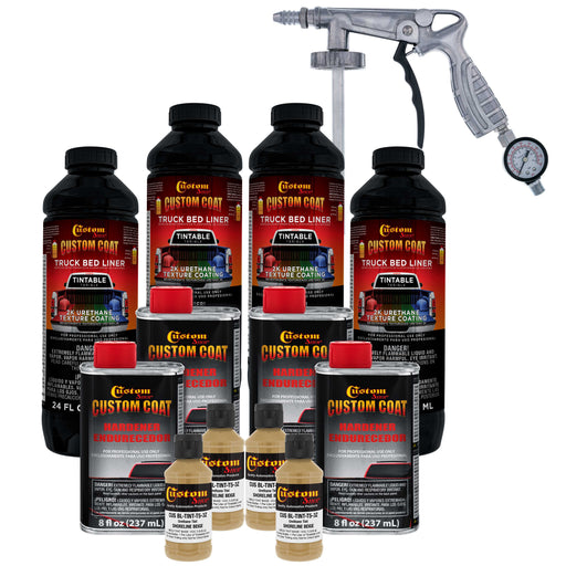 Shoreline Beige 1 Gallon Urethane Spray-On Truck Bed Liner Kit with Spray Gun and Regulator - Mix, Shake & Shoot - Durable Textured Protective Coating