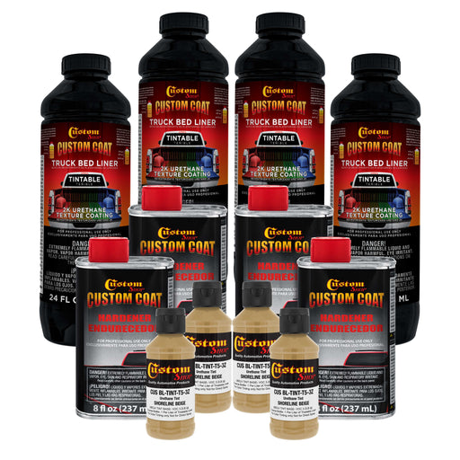 Shoreline Beige 1 Gallon Urethane Spray-On Truck Bed Liner Kit -Easy Mixing, Just Shake, Shoot - Professional Durable Textured Protective Coating